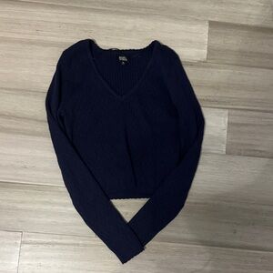 Women's Navy V-Neck Sweater